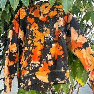 Artisan Black and Orange Tie-Dye Top
